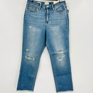 Universal Threads High Rise Slim Straight Medium Wash Distressed Jeans Size 12